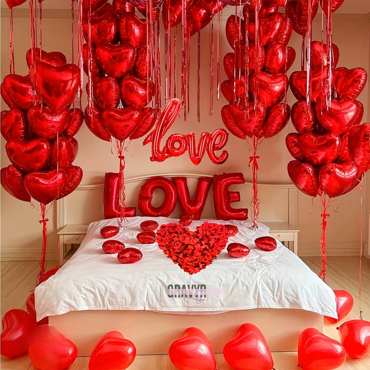 Kärleksballonger och Rosenregn för Alla Hjärtans Dag Gravyr Store